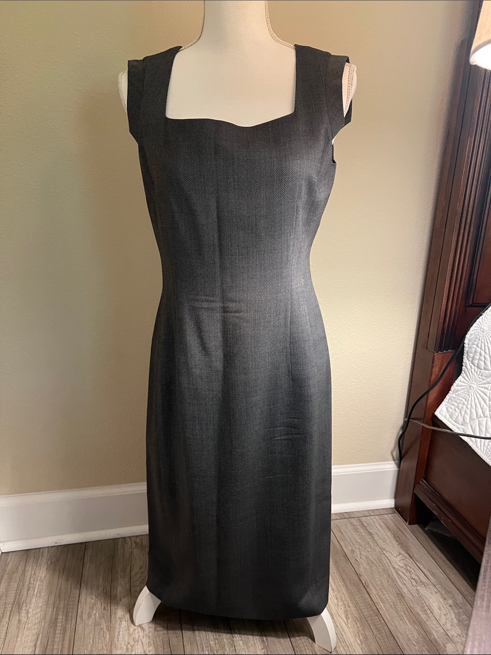 Brooks Brothers Charcoal Gray Sleeveless Midi Sheath Dress